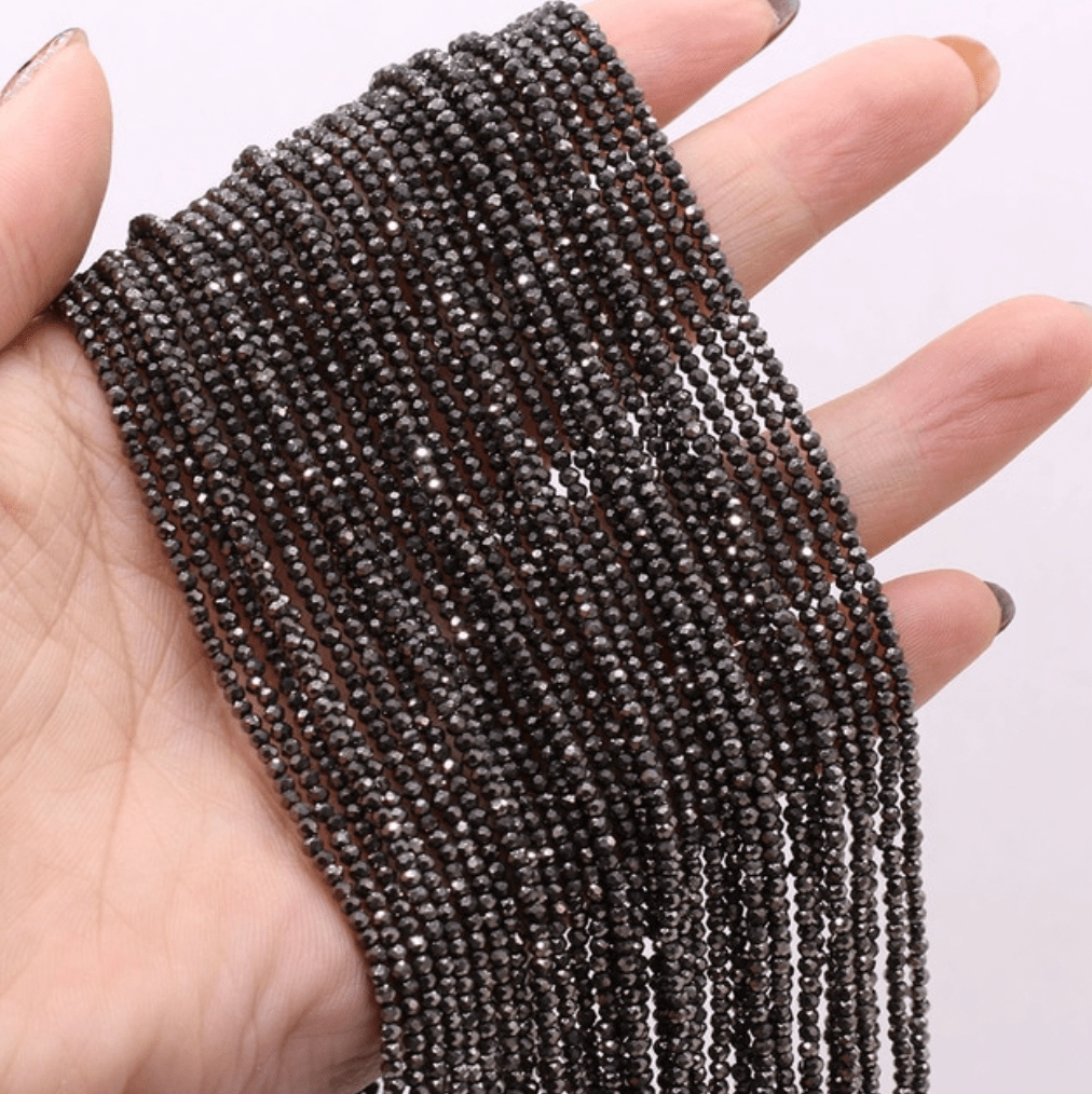 Sundaylace Creations & Bling Rondelle Beads 2mm Jet Black "Spinel" Fine Semi Precious Stone, Rondelle Beads