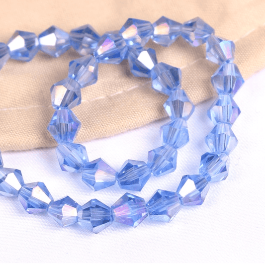 Sundaylace Creations & Bling Bicone Beads 2mm Light Sapphire Blue Half Plated AB Grade AAA,  Bicone Beads *180 pcs