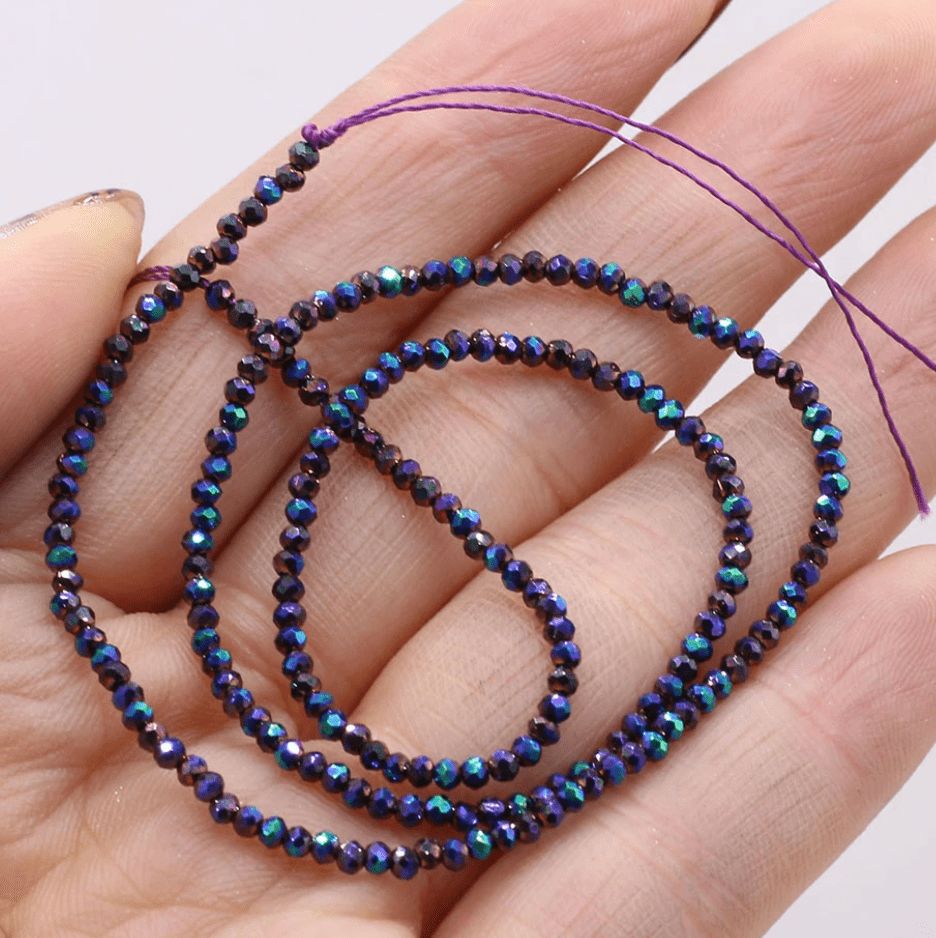Sundaylace Creations & Bling Rondelle Beads 2mm Metallic Navy "Spinel" Fine Semi Precious Stone, Rondelle Beads