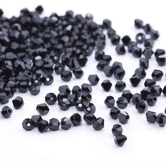 Sundaylace Creations & Bling Bicone Beads 2mm Black Bicone (180pcs) 2mm Opaque Black colour, Grade AAA Bicone Beads