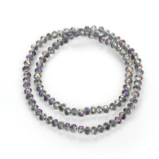 Sundaylace Creations & Bling Rondelle Beads 3*4mm Black Diamond with Purple Iris AB Half Coat Glass Rondelle Beads