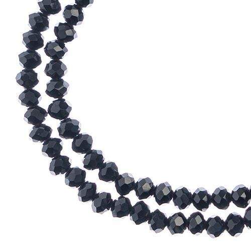 Sundaylace Creations & Bling Rondelle Beads 3*4mm Crystal Lane Rondelle, Opaque Black