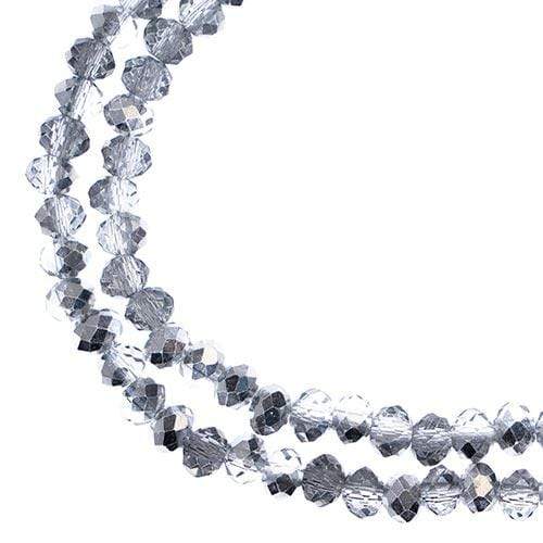 Sundaylace Creations & Bling Rondelle Beads 3*4mm Crystal Lane Rondelle, Transparent Half Silver Iris