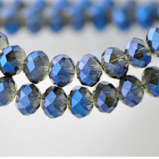 Sundaylace Creations & Bling Rondelle Beads 3*4mm Grey-Blue Iris Half Plated Glass Rondelle Beads