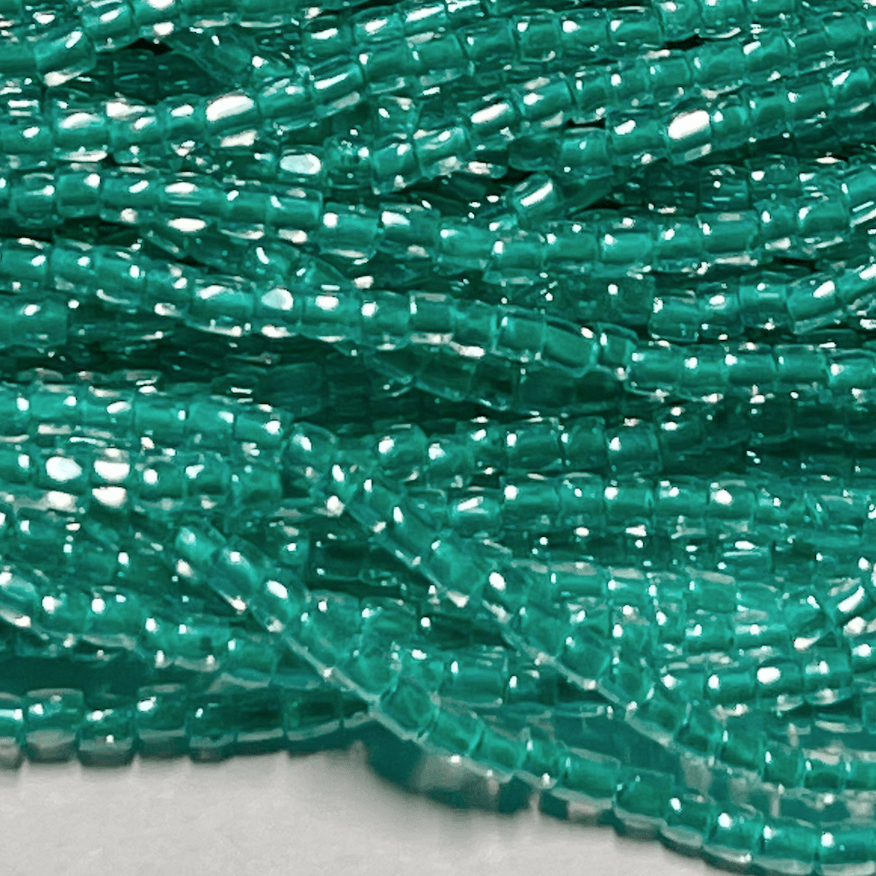Sundaylace Creations & Bling 3-cut Beads 3 Cut 9/0 Beads Green Teal Colour Lined LUSTER, *Hank