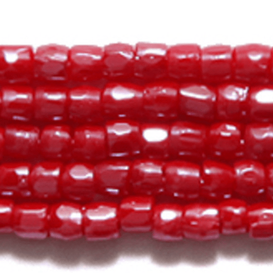 3 Cut 9/0 Beads Light Red Luster Opaque *HANK* 3-cut Beads
