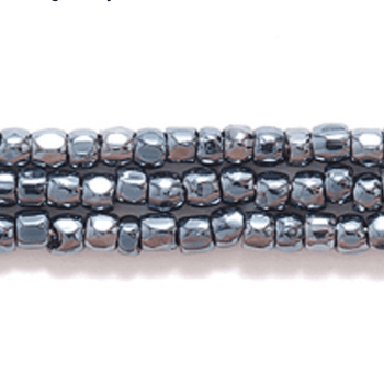 3 Cut 9/0 Beads Opaque Gunmetal Metallic *HANK 3-cut Beads