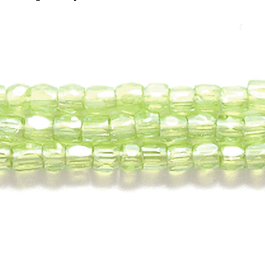 3 Cut 9/0 Beads Opaque Pale Green LUSTER Transparent *Hank 3-cut Beads