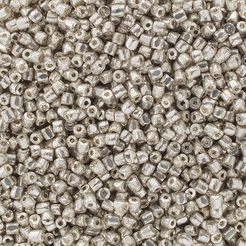 Preciosa Ornela 3-cut Beads 3 Cut 9/0 Beads Opaque Silver Terra Metallic Dyed Loose