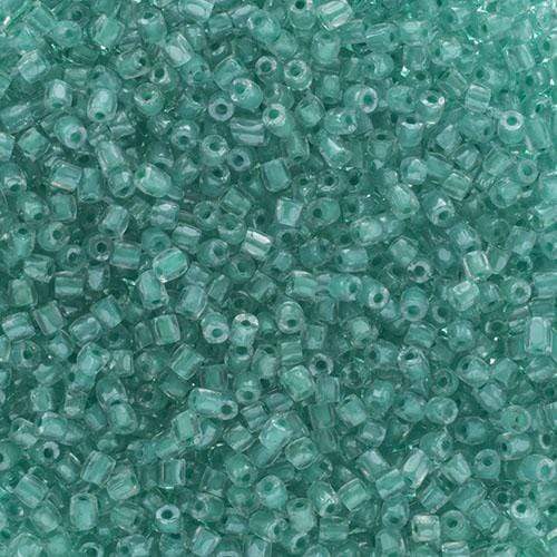 Preciosa Ornela 3-cut Beads 3 Cut 9/0 Beads Transparent Crystal Green Color Lined Loose