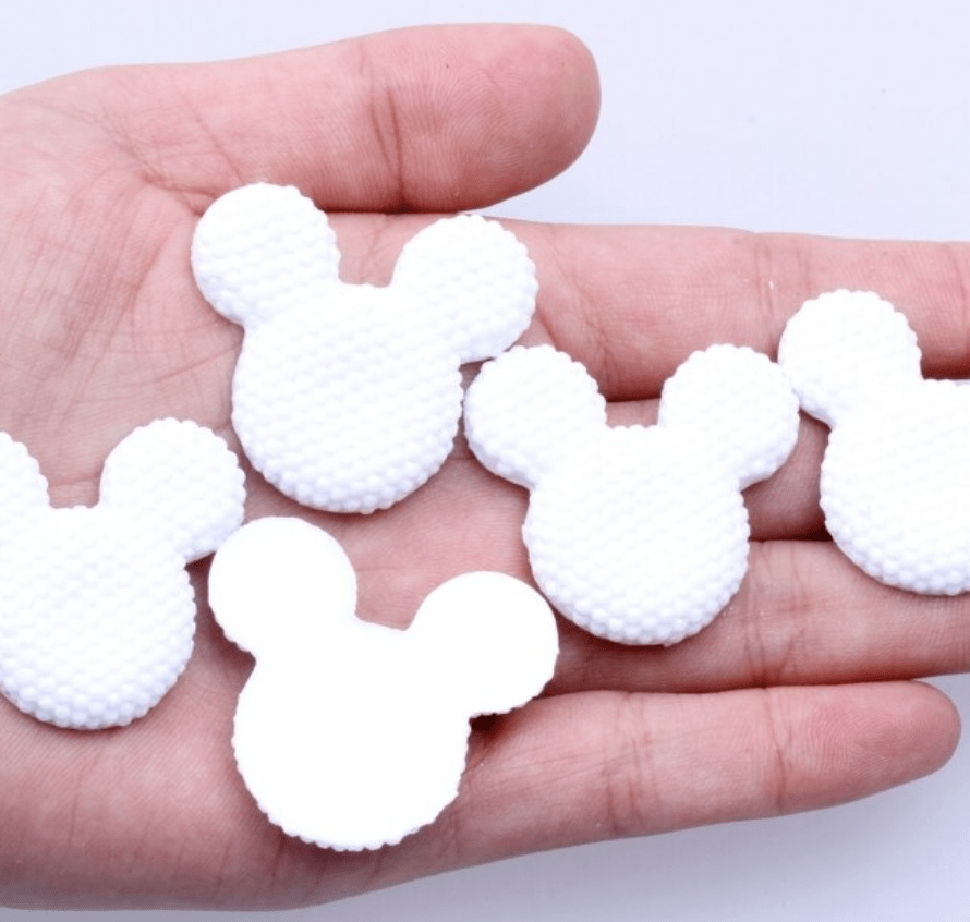 Sundaylace Creations & Bling Resin Gems 30*35mm WHITE Mouse Ears 30*35mm & 20*23mm Black and White Disney+ Mouse Ears Shaped, Glue on,  Resin Gem