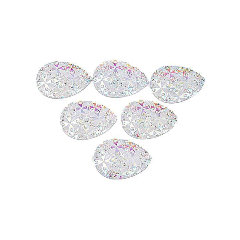 Sundaylace Creations & Bling Resin Gems 30*40mm AB Circus Fancy Design White Large Resin Gem, Sew on