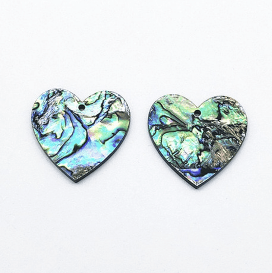 Sundaylace Creations & Bling Resin Gems 31*31mm Abalone Shell Large Heart shaped, with one hole, Resin Shell Gem