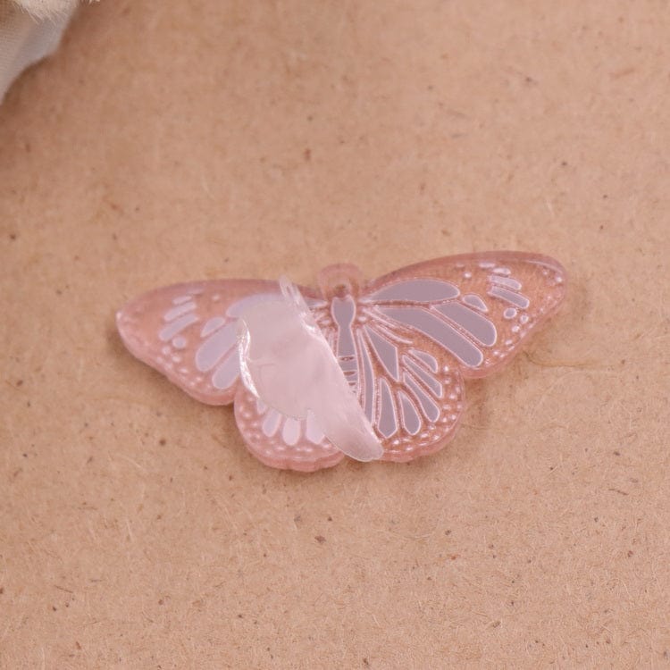 Mirror Rose Gold 35mm Rose Gold, Gold, Silver Mirror Engraved Butterfly, Glue on, Mirror Resin Gem (Sold in Pair) Mirror Gems
