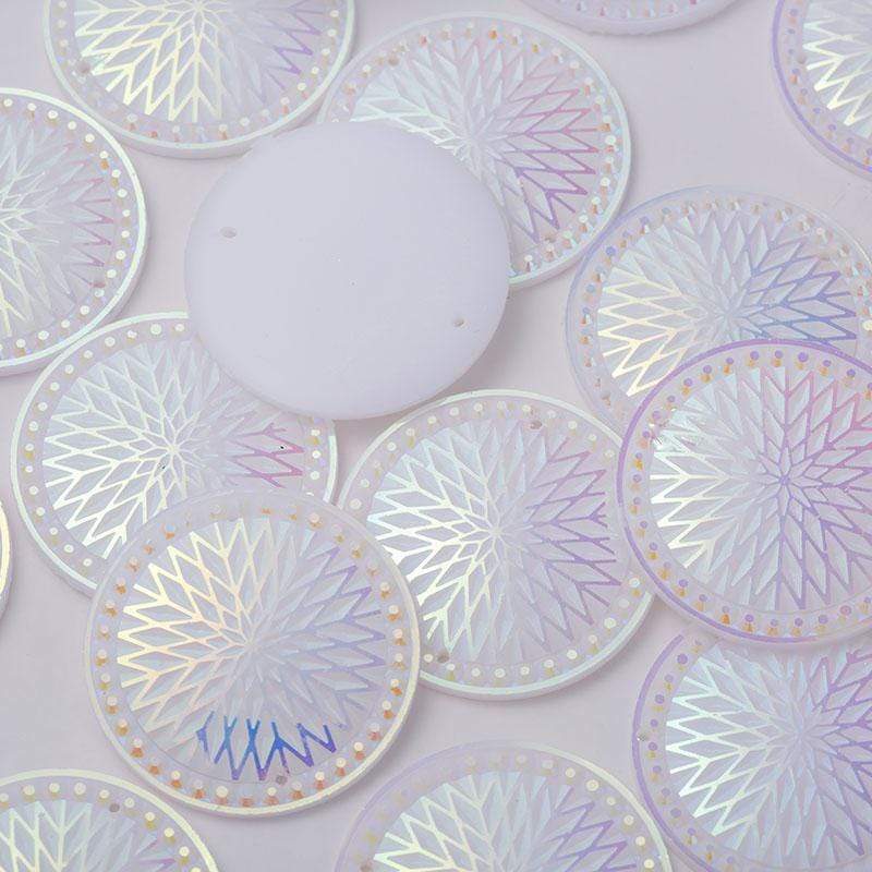 Sundaylace Creations & Bling Resin Gems 35mm Round StarBlanket Native Pattern AB Resin Gem, Sew on