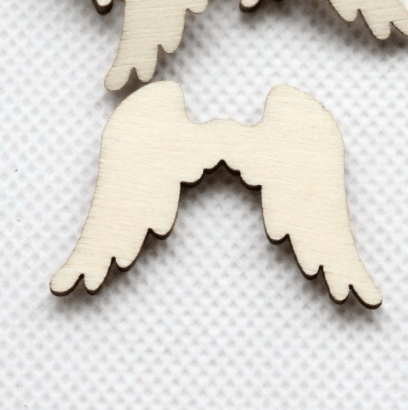 38mm Angel Wings Shape, Wooden Gems (Sold in pair)