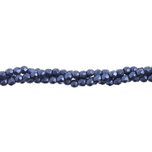 3mm Czech Fire Polish, Saturated Metallic Ultra Violet *Dark Blue*,  50 pc strung Fire Polished Beads