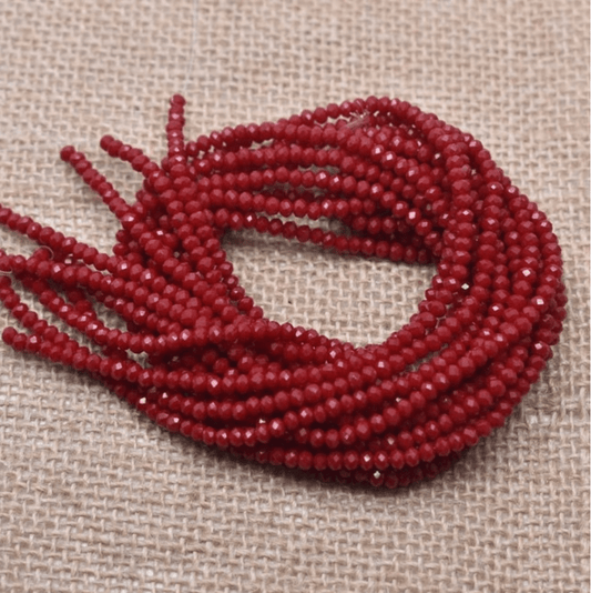 Sundaylace Creations & Bling Rondelle Beads 3mm Dark Red Opaque Glass Rondelle Beads (130pcs)