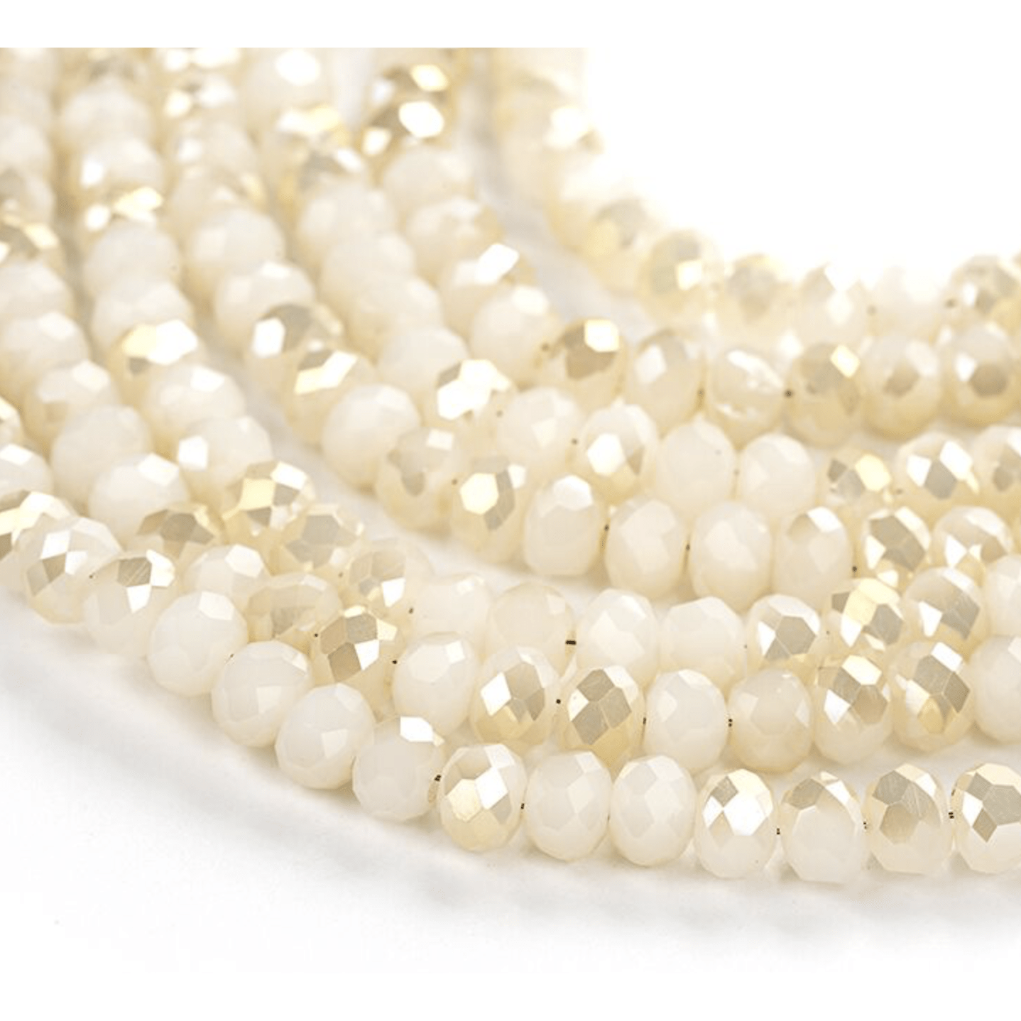 Sundaylace Creations & Bling Rondelle Beads Ivory Cream Pearl AB Half Plated 3mm  Glass Crystal Faceted Rondelle Bead Multiple Colours