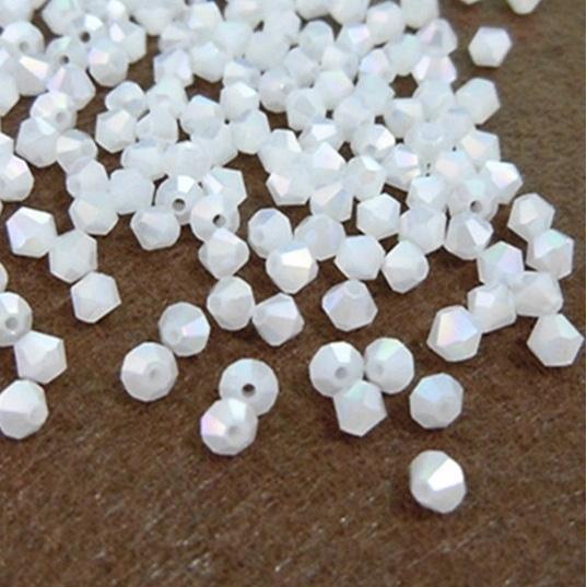 Sundaylace Creations & Bling Bicone Beads 3mm-4g 3mm & 4mmJade White AB colour, Grade AAA Bicone Beads