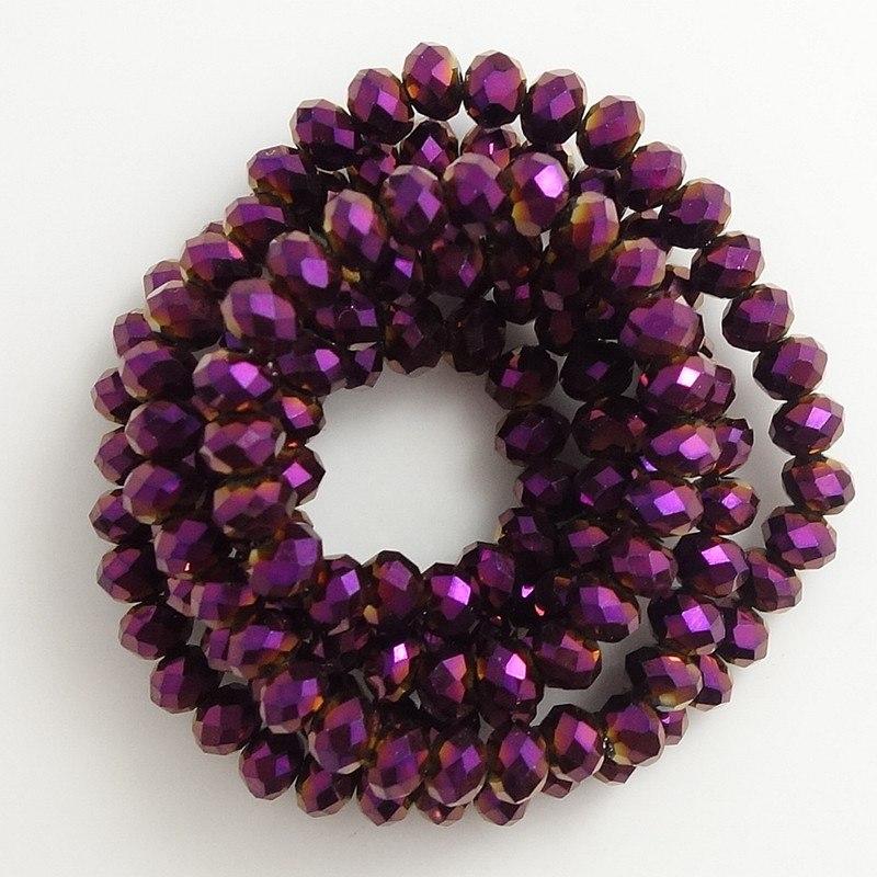Sundaylace Creations & Bling Rondelle Beads Purple Metallic / 2x3mm 2*3mm Metallic Finish Glass Crystal Faceted Rondelle Beads