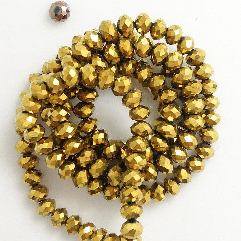 Sundaylace Creations & Bling Rondelle Beads Gold Metallic / 2x3mm 2*3mm Metallic Finish Glass Crystal Faceted Rondelle Beads