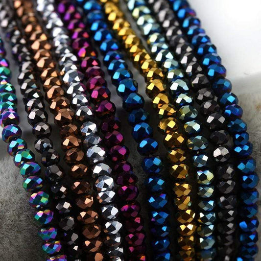 Sundaylace Creations & Bling Rondelle Beads 2*3mm Metallic Finish Glass Crystal Faceted Rondelle Beads