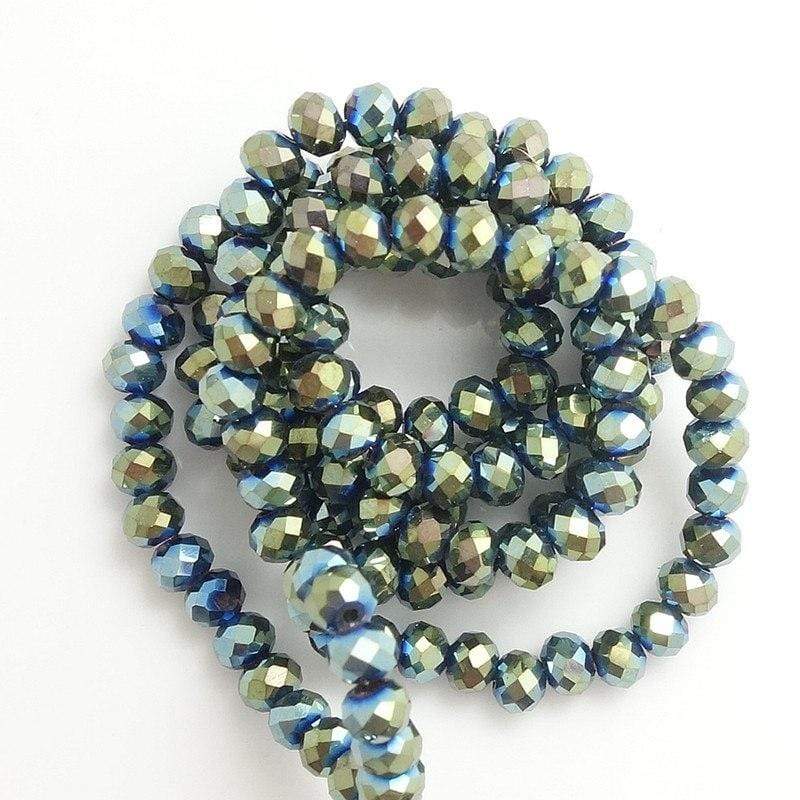Sundaylace Creations & Bling Rondelle Beads Green/Gold Metallic / 2x3mm 2*3mm Metallic Finish Glass Crystal Faceted Rondelle Beads