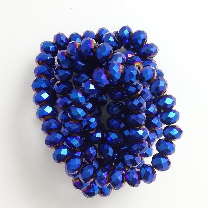 Sundaylace Creations & Bling Rondelle Beads Blue Metallic / 2x3mm 2*3mm Metallic Finish Glass Crystal Faceted Rondelle Beads
