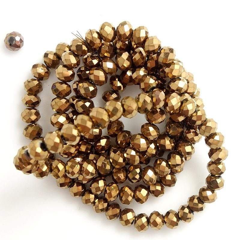 Sundaylace Creations & Bling Rondelle Beads Bronze Metallic / 2x3mm 2*3mm Metallic Finish Glass Crystal Faceted Rondelle Beads