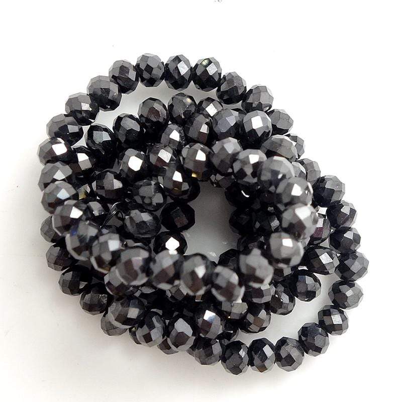 Sundaylace Creations & Bling Rondelle Beads Jet Black Metallic / 2x3mm 2*3mm Metallic Finish Glass Crystal Faceted Rondelle Beads