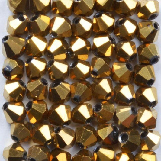 Sundaylace Creations & Bling Bicone Beads 3.5mm Metallic Gold Hematite colour, Grade AAA Bicone Beads (*200 pcs 7g or stand)