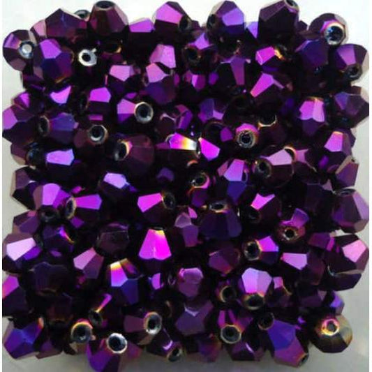 Sundaylace Creations & Bling Bicone Beads 3mm Metallic Purple AB colour, Grade AAA Bicone Beads