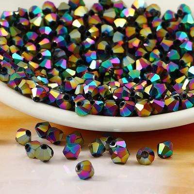 Sundaylace Creations & Bling Bicone Beads 3mm Metallic Rainbow AB colour, Grade AAA Bicone Beads