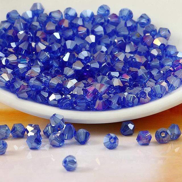 Sundaylace Creations & Bling Bicone Beads 3mm Sapphire AB Blue colour, Grade AAA Bicone Beads