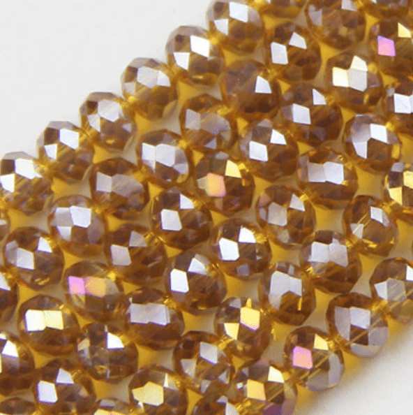 Sundaylace Creations & Bling Rondelle Beads 3mm Topaz Brown AB Transparent Glass Rondelle Beads