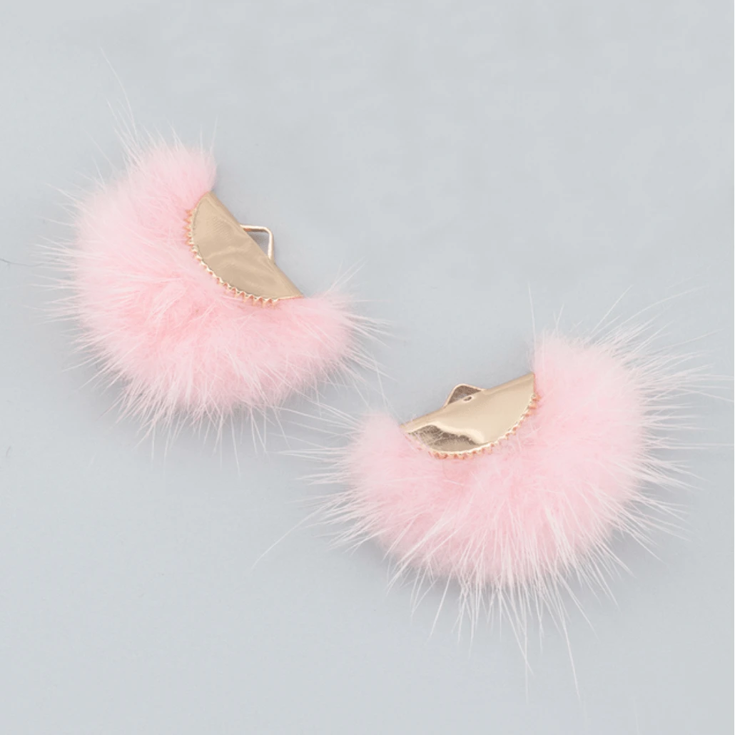 Pink 2025 fur earrings