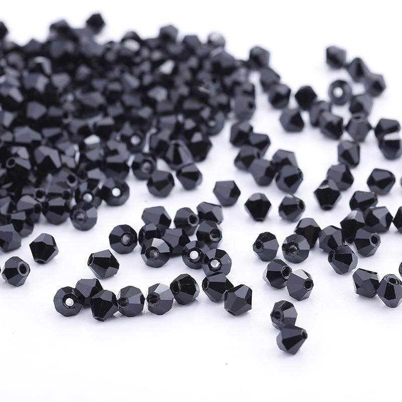 Sundaylace Creations & Bling Bicone Beads 4mm 4mm, 3mm, & 2mm Opaque Black colour, Grade AAA Bicone Beads