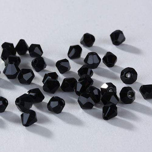 Sundaylace Creations & Bling Bicone Beads 2mm 4mm, 3mm, & 2mm Opaque Black colour, Grade AAA Bicone Beads