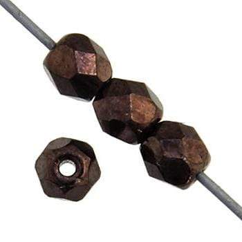 Sundaylace Creations & Bling Fire Polished Beads 4mm Black Copper Full Coat Luster, CZECH Fire Polished Beads