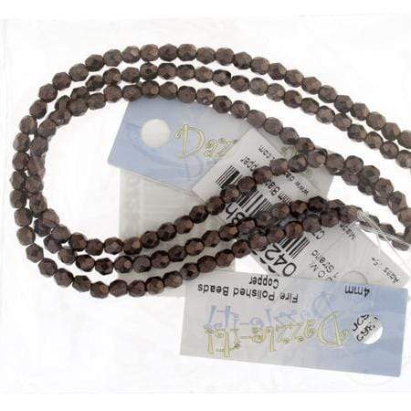 Sundaylace Creations & Bling Fire Polished Beads 4mm Black Copper Full Coat Luster, CZECH Fire Polished Beads