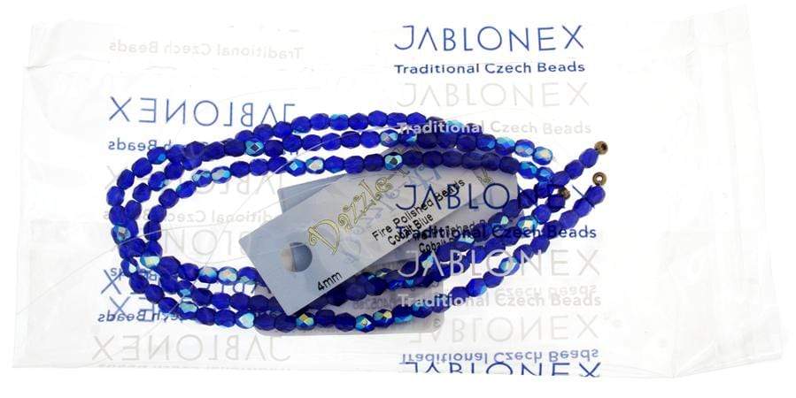 Sundaylace Creations & Bling Fire Polished Beads 4mm Cobalt Blue AB CZECH Fire Polish