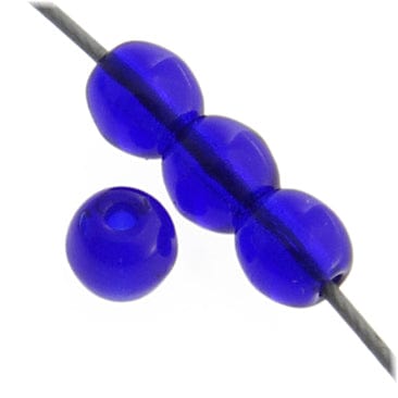 Sundaylace Creations & Bling Fire Polished Beads 4mm Cobalt Blue Transparent, Glass Round Bead