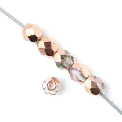 Sundaylace Creations & Bling Fire Polished Beads 4mm Crystal Capri *Rose Gold/Copper/Clear*, Fire Polished Beads