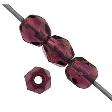 Sundaylace Creations & Bling Fire Polished Beads 4mm Dark Amethyst Transparent, Czech Fire Polished Beads