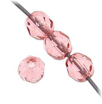 Sundaylace Creations & Bling Fire Polished Beads 4mm Dusty Pink on Crystal Fire Poshed Beads