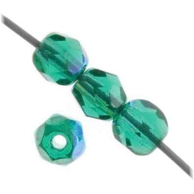 Sundaylace Creations & Bling Fire Polished Beads 4mm Emerald AB Transparent, Czech Fire Polished Beads