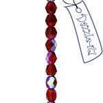 Sundaylace Creations & Bling Fire Polished Beads 4mm Garnet AB, Czech Fire Polished Beads