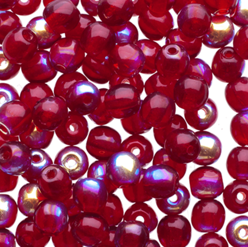 Sundaylace Creations & Bling Fire Polished Beads 4mm Garnet Red ABTransparent, Glass Round Bead 45pcs