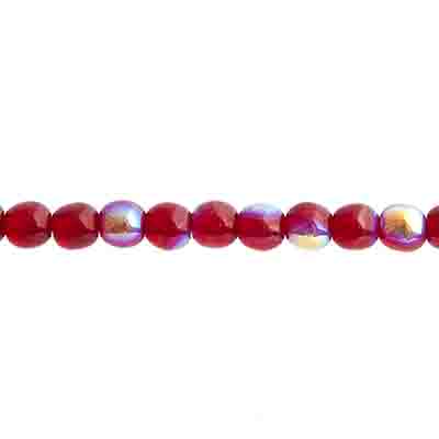 Sundaylace Creations & Bling Fire Polished Beads 4mm Garnet Red ABTransparent, Glass Round Bead 45pcs